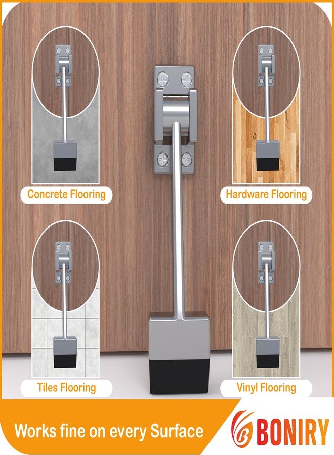 Boniry Heavy-Duty Door Stopper with Adjustable Rubber Grip | Wall-Mounted Door Holder for Wooden and Metal Doors | Durable and Easy Install (Silver Matt) - Image 3